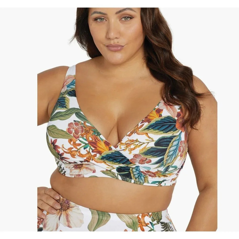 Artesands Multitfit Cup D-G Tropical Floral Bikini Top Swimwear - Size 16